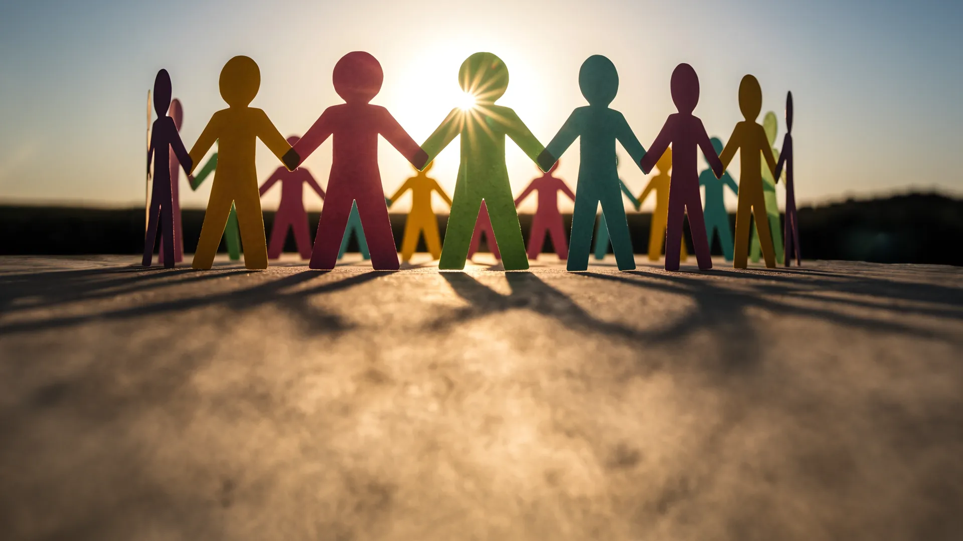 Paper cut colorful people