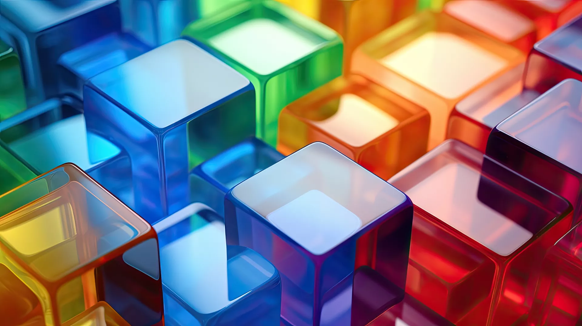 Abstract image of colorful transparent cubes