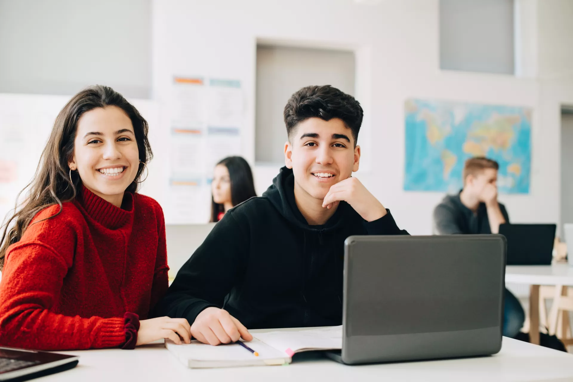 High school students smiling