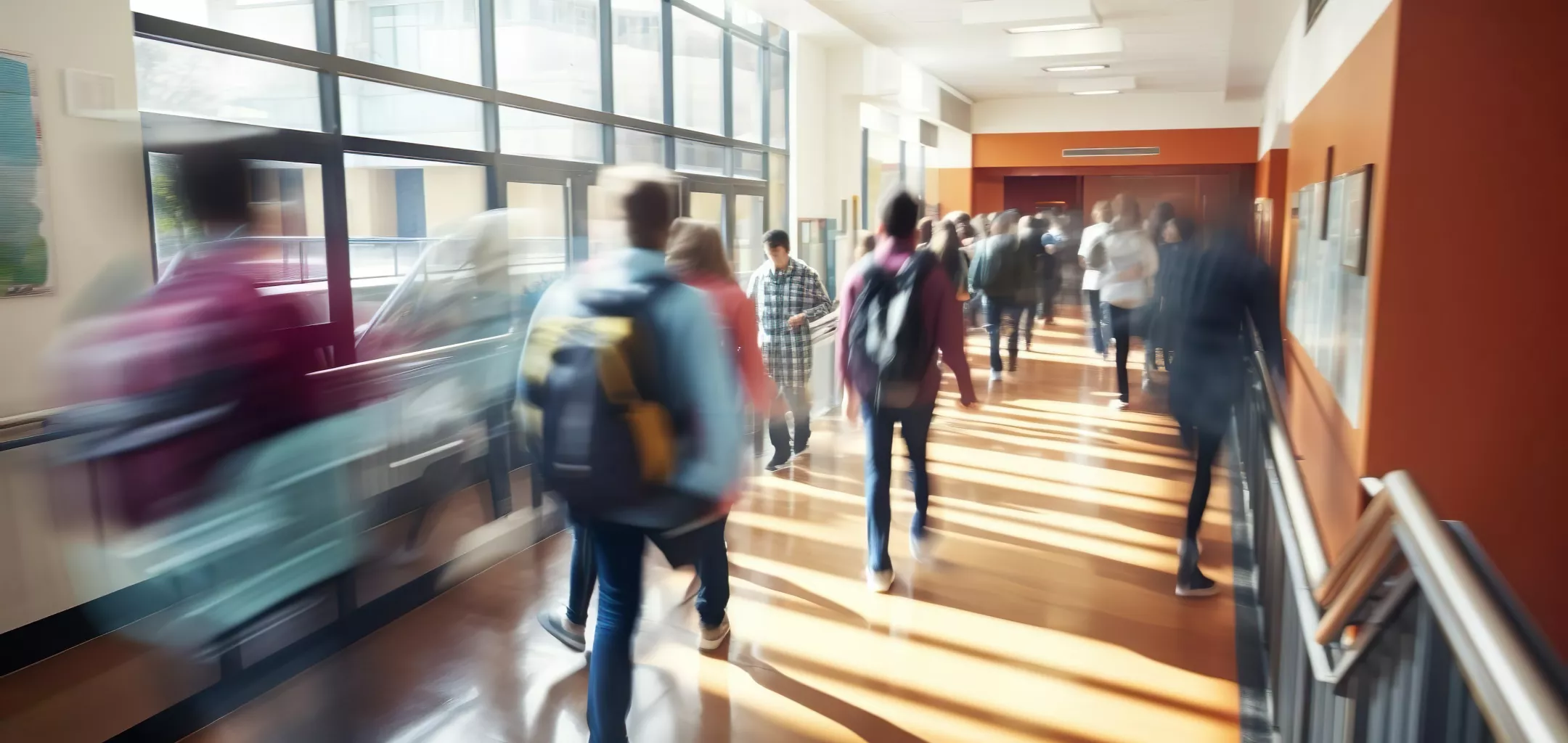 Busy high school corridor